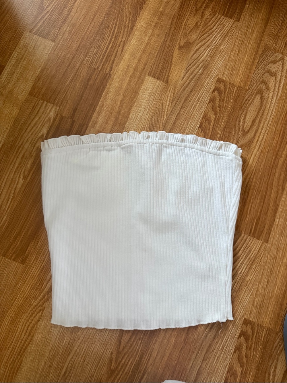 Wild Honey White Ribbed Tube Crop Top